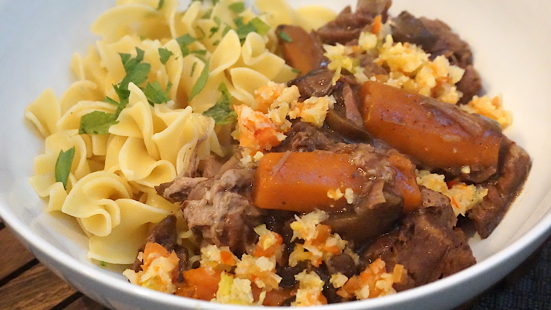 French Onion Pot Roast with Carrots and Mushrooms
